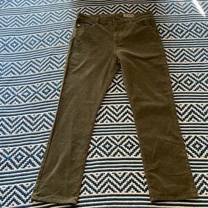 AG Adriano Goldschmied Mari High Rise Slim Straight Olive Corduroy Jean Size 31R